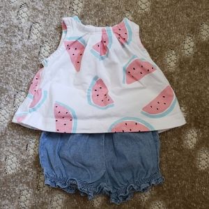 NB melon and jean shorts 2 peice